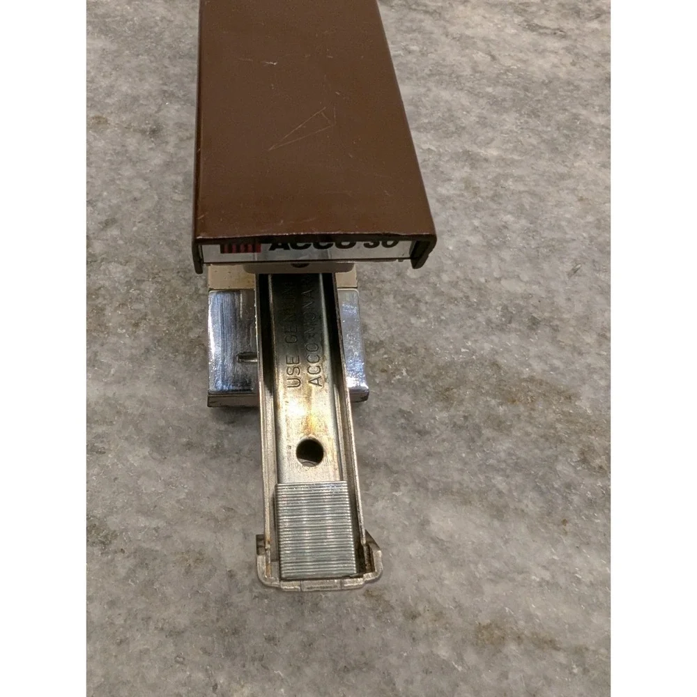Vtg. Stapler ACCO 30 Brown Beige Metal 7
